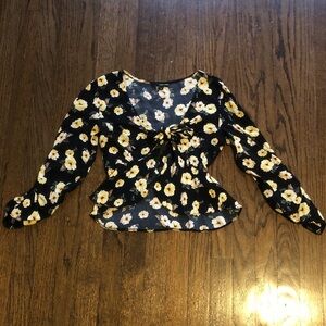 Tally Weijl Floral Flowy Tie-Bust Ruffle Crop Top